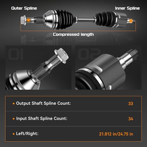 Front CV Axle Shaft Assembly Compatible with Chevy Impala 2000-2011, Monte Carlo Venture, Buick Century 1997-2005, LaCrosse Allure Regal, Pontiac Grand Prix Montana, 60-1250 60-1255