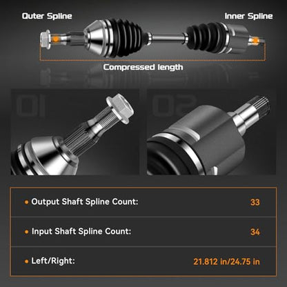 Front CV Axle Shaft Assembly Compatible with Chevy Impala 2000-2011, Monte Carlo Venture, Buick Century 1997-2005, LaCrosse Allure Regal, Pontiac Grand Prix Montana, 60-1250 60-1255
