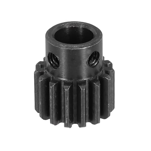 MECCANIXITY 1Pcs 1M 15T Steel Motor Pinion Gears, RC Motor Gears Fits 8mm Shaft Bore for RC Vehicles Truck Drift Remote Control Car Off-Road Crawler Parts, Black