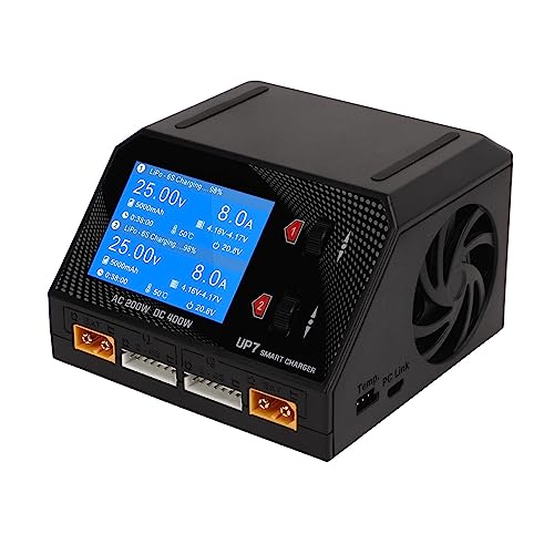 Drone Lithium Battery Charger 2 Channel Smart Black 200W 10A for RC Quadcopter and Drone Enthusiasts