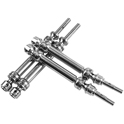 2Pairs ShareGoo Front & Rear Steel Drive Shaft Transmission Axle Compatible with Traxxas Slash 4X4 Nitro Rustler VXL Stampede 4X4 1/10 RC Car Truck (Blue) - color: Blue
