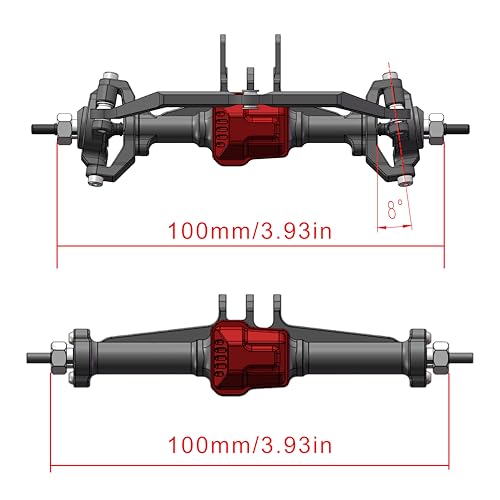 RC Front and Rear Axles Set CNC Aluminum Alloy Portal Axles Set Complete Axles Suit for 1/18 TRX4M TRX4 Redcat Ascent-18 Etc Upgrade Kit(Silver)
