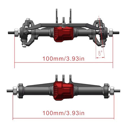 RC Front and Rear Axles Set CNC Aluminum Alloy Portal Axles Set Complete Axles Suit for 1/18 TRX4M TRX4 Redcat Ascent-18 Etc Upgrade Kit(Silver)