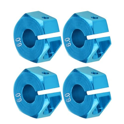 4 Pcs Universal Wheel Hex Hub Adapters,12mm Wheel Hex Mount with Pins and Screws,Wheel Hex Drive Adapters Hub RC Model Vehicle Accessory for RC Spare Part RC Car Upgrade Parts (6.0MM Blue) - size: 6.0MM blue