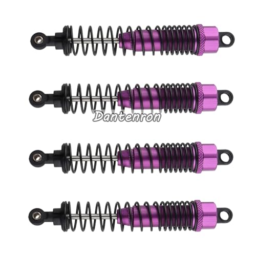 4Pack 1/10 RC Truck Car Adjustable Shock Absorber Damper 108004 Upgrade Parts 108mm Oil 108mm Oil Adjustable Alloy Aluminum Shock For 1:10 HSP 94188 94108 94111 Redcat Volcano (Purple) - color: Purple