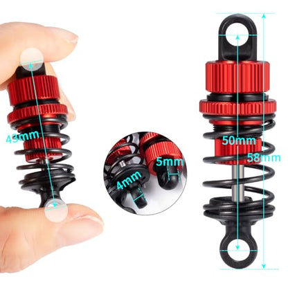 Aluminum RC Front & Rear Oil Filled Shock Absorber 50mm/52mm Adjustable Damper Set Compatible with Tamiya M03 M04 M05 M06 1:10 On Road Car Upgrades Replace Parts (Red, 50mm) - color: Red, size: 50mm