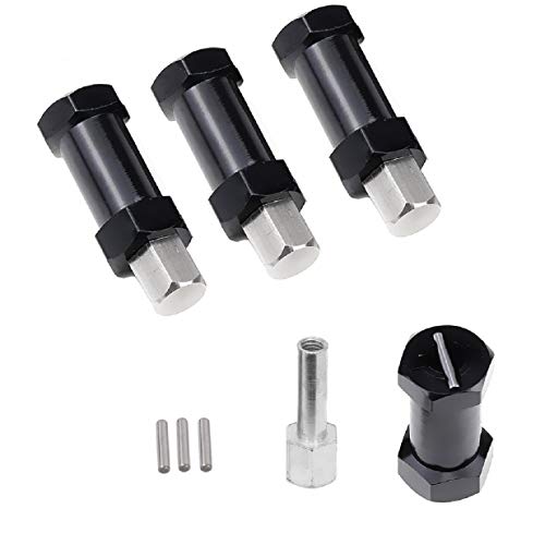 4PCS ShareGoo 12mm Aluminum Wheel Hex Hub 25mm Offset Extension Hex Drive Adapter Combiner Coupler Conversion Compatible with Axial SCX10 CC01 Jeep Wrangler D90 Wraith 1/10 RC Crawler,Black