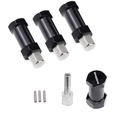 4PCS ShareGoo 12mm Aluminum Wheel Hex Hub 25mm Offset Extension Hex Drive Adapter Combiner Coupler Conversion Compatible with Axial SCX10 CC01 Jeep Wrangler D90 Wraith 1/10 RC Crawler,Black