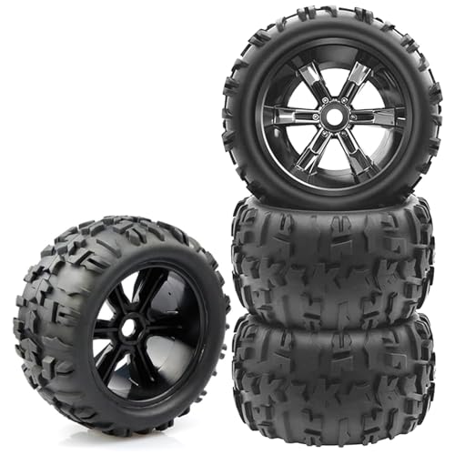 RC Monster Truck Tires and Wheels 17mm Hex Pre-Glued Set with Foam Inserts for 1/8 Arrma Kraton 1/10 Maxx E-Revo (4Pcs)
