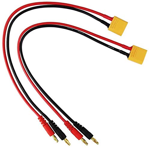 2pcs XT90 Male Connector to 4.0MM Banana Plug Bullet Connector RC Battery Charging Adapter with 11.8inch 12AWG Silicone Cable for FPV RC Helicopter Quadcopter Lipo Battery - size: XT90 Charge Cable