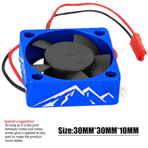 Heatsink High Speed Motor Cooling Fan 28000RPM,30MM Heat Sink with 4.8-8.4V Cooling Fan Upgrades Part for 1/10 1/8 Brushless Motor RC Car 36 42 Series 3660 3650 3670 540 F540 550.Navy Blue - color: Blue(2PCS)