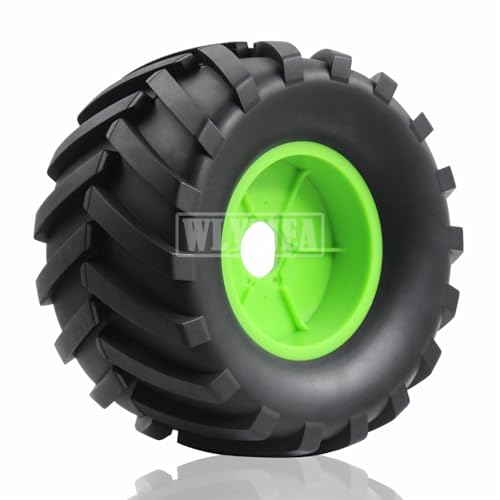 4PCS 1/8 Scale RC Monster Truck Rubber Tire w/17mm Hex Plastic Wheel Rim 173mm/91mm Rubber Rocks Tyres Set Fit for 1/8 Traxxas Sledge 95076-4 Arrma Kraton 6S Typhon 3S HSP HPI Redcat Kaiju - color: 1/8 Green