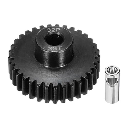 32P Steel Pinion Gear Set 33T for 5mm Shaft Hardened Steel Pinion Gear with Shaft Coupler Connector for RC Motor - style: 33T
