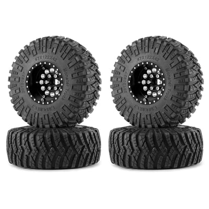 4PCS/Set 1.9" Aluminium Beadlock Wheel Tire Set with Foam Insert for 1/10th AXIAL SCX10 TRX4 Gen8 SCX10-II AXI90046,SCX10-III,D90 RC Crawler Truck Car Upgrade (Black) - color: Black