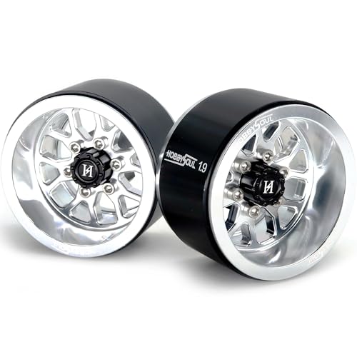 4pcs 1.9 Beadlock Wheels -10.5mm Negative Offset Rims 33mm Wide for TRX4 SCX10 Gen8 1/10 RC Mud Crawler Truck Upgrades - color: Silver