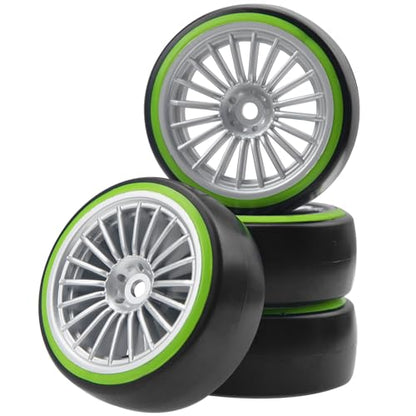 OD62mm Hard Plastic RC Drift Car Tires & Wheel Rims 12mm Hex Tyre & 1/10 RC Drift Car Tires Plastic Tyres and 12mm Hex Hard Plastic Wheel Rims