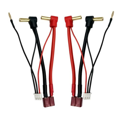 2pcs 5mm Bullet Banana to Female T-Plug LiPo Battery Lead Wire & JST-XH Balance for 2S 7.4V LiPo Batteries Red