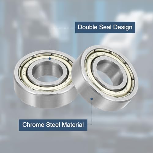 uxcell 4 Pack 697ZZ Deep Groove Ball Bearings, 7x17x5mm Chrome Steel Double Shield Bearing for Electric Motor, Home Appliances, Garden Machinery, (ABEC5) - size: 697ZZ