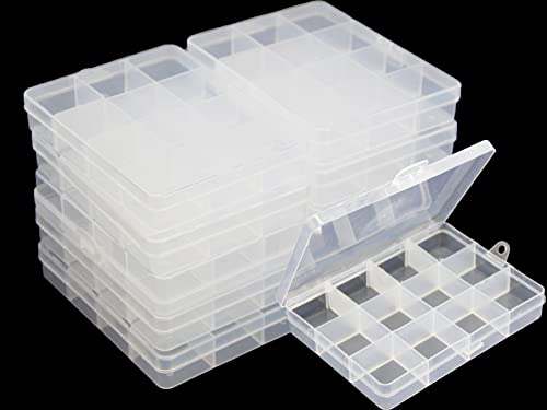 Small Plastic Organizer Box 10 packs12 Grids Clear Storage Container Jewelry Case with Fixed Dividers for Beads Art DIY Crafts Jewelry Fishing Tackles 5.04 * 3.82 * 0.87 inches - size: 10pcs 12 Grids Box