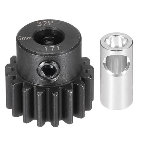 MECCANIXITY Steel 32P Gear Set with Gear Adapter 17T 5mm Shaft Motor Gears for RC Vehicles Truck Drift Car Part, Black - size: 17T