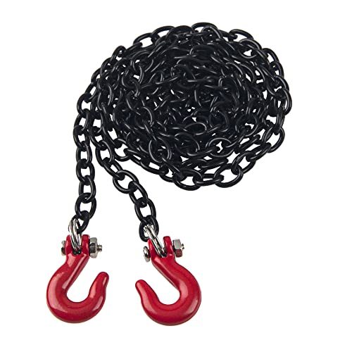 ShareGoo Mini Metal Trailer Chain with Tow Hook Decoration Accessories Compatible with Axial SCX10 HSP 94180 RC4WD D90 Traxxas TRX4 CC01 1/10 RC Crawle (Black)