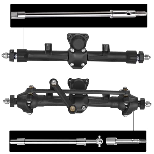 Axle Drive Shaft Front Rear CVD Set Steel Dogbone Axle Shaft for SCX24 Gladiator JLU Bronco C10 Deadbolt Plastic Axles Replacement(Front Rear)
