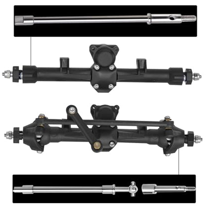 Axle Drive Shaft Front Rear CVD Set Steel Dogbone Axle Shaft for SCX24 Gladiator JLU Bronco C10 Deadbolt Plastic Axles Replacement(Front Rear)