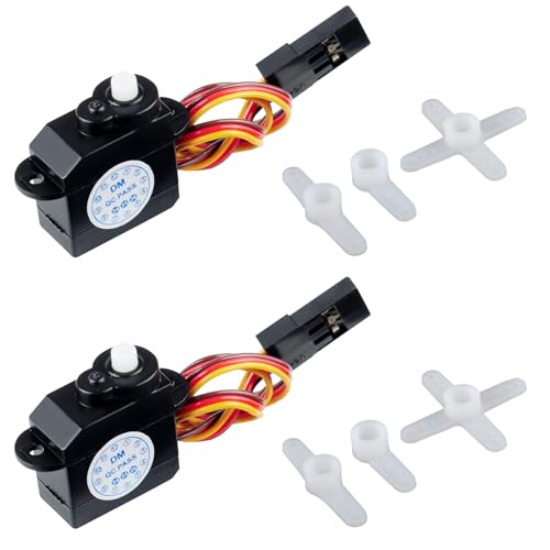 DM-S0020 2.1g RC Micro Servo 180 Degree Mini servo with JR Connector 4.8V-6V for RC Hobby Parts (Pack of 2)