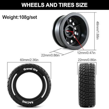 12mm Hex RC Drift Wheels and Rally Tires for Mojave Grom Typhon Grom | Pre-glued, Gray Wheels, OD 60mm (2.36in), Compatible with ArrmA, Tamiya, MJX, Traxxas, 1/14 1/16 1/18 RC Cars - color: Gray