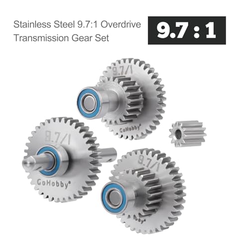 1/18 Stainless Steel Transmission Gear Set Compatible with 1/18 RC Crawler TRX-4M Bronco/Defender/F-150 Upgrades(9.7:1)