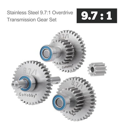 1/18 Stainless Steel Transmission Gear Set Compatible with 1/18 RC Crawler TRX-4M Bronco/Defender/F-150 Upgrades(9.7:1)