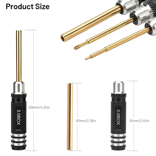 Multi-Size RC Screwdrivers Set, daitoku RC Aluminum Tool Kit Hex 1.3mm PH 2.0mm+ Mini Box Nut 3.0mm for AXIAL 1/30 SCX30