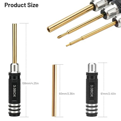 Multi-Size RC Screwdrivers Set, daitoku RC Aluminum Tool Kit Hex 1.3mm PH 2.0mm+ Mini Box Nut 3.0mm for AXIAL 1/30 SCX30