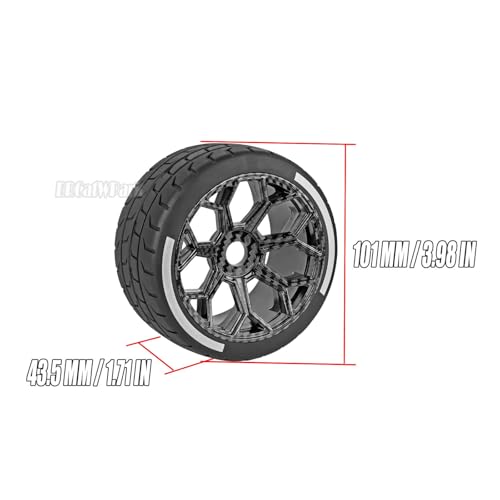RC Highway Tires Wheel for 1/8 Typhon 6s BLX,1/7 Infraction 6S BLX,Limitless,4PCS RC Drift Tires Rubber RC Highway Wheel,Carbon Surface(Black) - color: (Black) Carbon Surface - (Highway Tires)