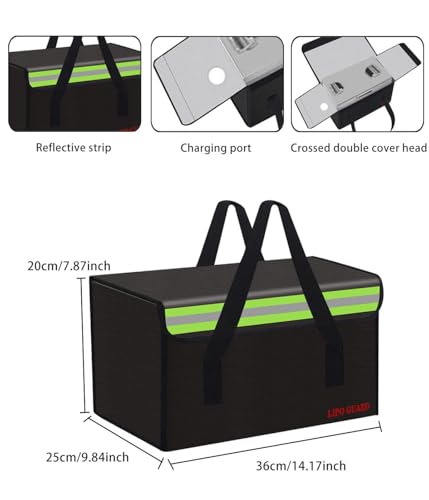 Lipo Battery Safe Bag Large Capatity Fireproof Bag for Ebike Lipo Battery Other Batteries Storage Charging Transport Home Office Travel Safe Storage Pouch - size: 360*250*200mm