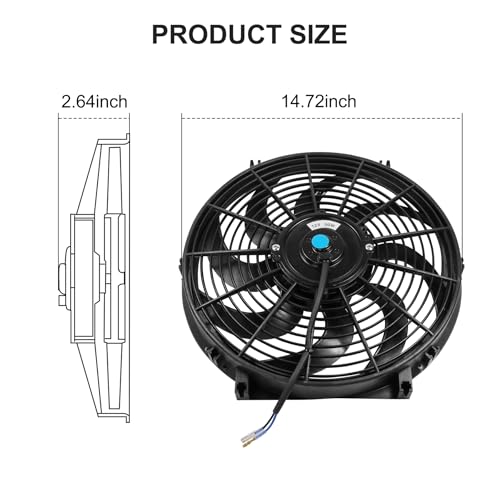 JDMSPEED New 14'' Inch Universal Slim Pull Push Racing Electric Radiator Fan Engine Cooling - color: Black, size: 14 Inch