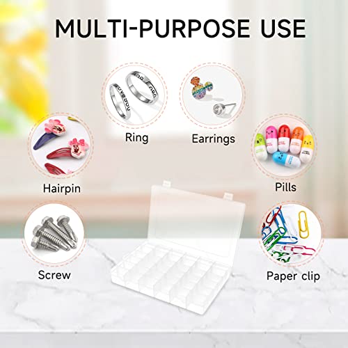 BTremary 36 Grids Clear Craft Storage Boxes with Compartments, Bead Organizer Storage Box, Plastic Jewellery Organizer Box, Small Parts Organizer for Rock Screw Seed Washi Tape - size: 36 Grids