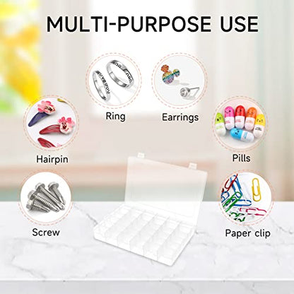 BTremary 36 Grids Clear Craft Storage Boxes with Compartments, Bead Organizer Storage Box, Plastic Jewellery Organizer Box, Small Parts Organizer for Rock Screw Seed Washi Tape - size: 36 Grids