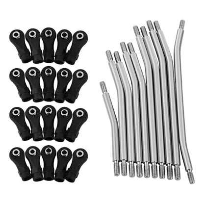 324mm Wheelbase Stainless Steel Rod Links Linkage Set with Steering Link for 1/10 Axial SCX10 & SCX10 II 90046 RC Crawler Car Upgrade,10PCS