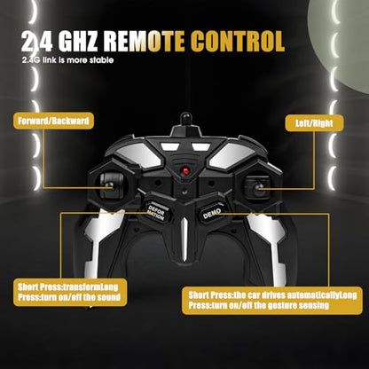 Rechargeable Transform Remote Control Spider Car, Black Transforming RC Robot Toy 1:18, One-Key Deformation, 360° Drifting Vehicle for Kids Ages 3-7