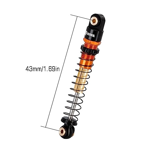 INJORA 43mm Aluminum Threaded Shocks Absorber Damper for 1/24 SCX24(Gold) - color: Gold