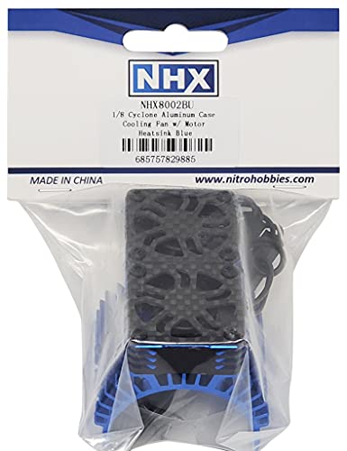 NHX RC 1/8 Twin Cyclone Alum HV Cooling Fans wCover 28000 RPM Motor Heatsink Blu