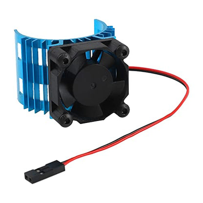 ShareGoo Alloy Heat Sink Heatsink with 5V Cooling Fan for 1/10 Car 540 550 3650 Size Brushless Engine Motor RC Car Truck Buggy Crawler,Blue