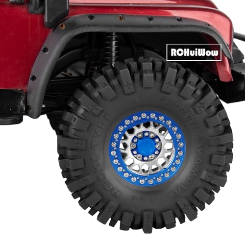 RC 1.9" Beadlock Wheels Rims for 1/10 SCX10 90046 AX103007 TRX4 TRX6 D90 VS4-10 MST CFX Gen8 Gen7 RC Crawler,Alloy Aluminium 1.9 rc Wheel Rim w/Rings,Silver w/Navy Blue - color: Silver(4pcs)
