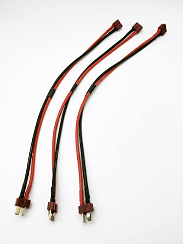 3-Pack T Plug Male Connector to Female Connector Adapter Extension Cable with 11.8inch 14awg Wire for RC Battery Toy DIY Spare Part