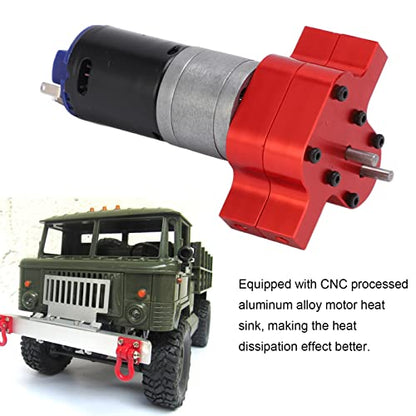 Dilwe RC Motor Gear Box Set, RC Transmission Gear Box with 370 Motor Upgrade Parts for WPL B1 B?1 C14 C?14 1/16 Truck(Red)