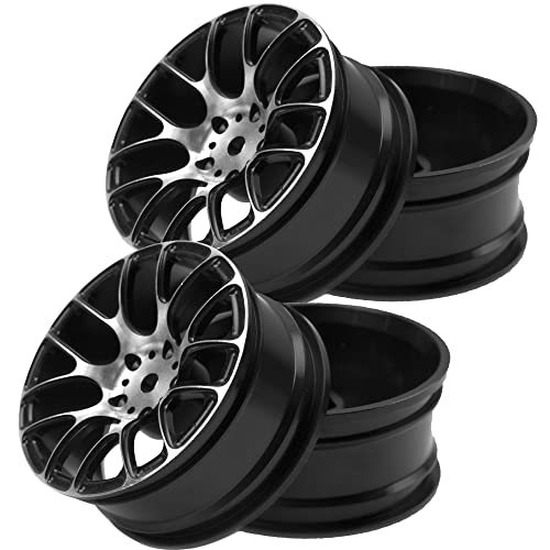 4Pcs Vgoohobby Aluminum Wheel Rims 12mm Hex Hub Width 26mm Compatible with 1/10 Tamiya TT-01 Kyosho RedCat Sakura HSP HPI 1/10 On-Road Racing Touring RC Drift Car (Black) - color: Black