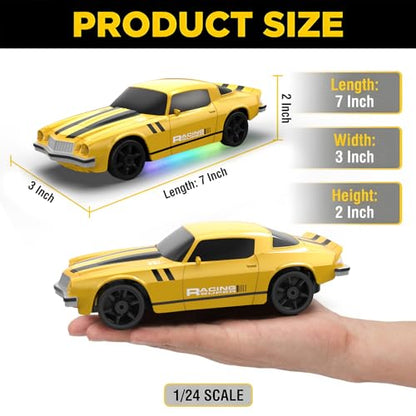 RC Drift Car 1:24 Remote Control Car 4WD 15KM/H High Speed Racing Sport Car with LED Lights RC Cars Toy for Kids Boys Girls Adults Gifts Birthday Christmas - color: Yellow