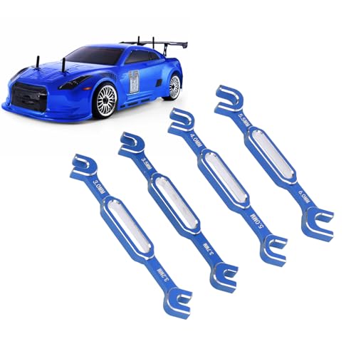 4PCS RC Turnbuckle Wrench, 3.0 3.2 3.5 3.7 4.0 5.0 5.5 6.0mm RC Wrench, Aluminum Alloy Turnbuckle Nut Ball Joint Remover, RC Universal Repair Tool (Blue) - color: Blue
