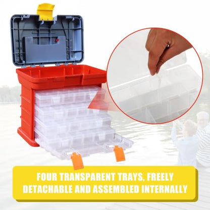 Torin Portable Tool Box, Small Parts Organizer with Drawers, tackle box | Customizable Compartments for Hardware, Fishing Tackle, Beads, or Crafts - size: 11IN
